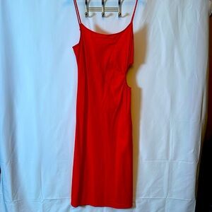 Red spaghetti strap dress with cute cutout